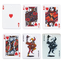 Playing Card Pattern 12шт 6 акриловые подвески с принтом в стиле, прямоугольник с рисунком игральных карт, игральные карты, 36x25.5x2 мм, отверстие : 1.8 мм, 2 шт / стиль