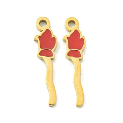 Другие Тема Хэллоуина ионное покрытие (IP) 304 эмалированные подвески из нержавеющей стали, золотые, метла, 20x5x1.5 мм, отверстие : 1.6 мм