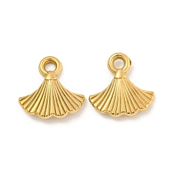 Настоящее золото 18K Ионное покрытие (ip) 304 подвески из нержавеющей стали, очарование листьев гинкго, реальный 18 k позолоченный, 16x15.5x3 мм, отверстие : 2.1 мм