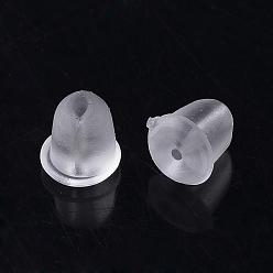 Clear Plastic Ear Nuts, Earring Backs, Clear, 4x4mm, Hole: 0.5mm
