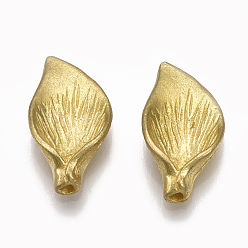 Raw(Unplated) Brass Bead Caps, Nickel Free, Leaf, Raw(Unplated), 14x7.5x3mm, Hole: 1mm
