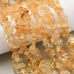 Желтый Кварц Природный желтый кварц нитей бисера, чипсы, 4.5~12 мм, отверстие : 0.8~1 мм, 14.80''~14.96'' (37.6 см)