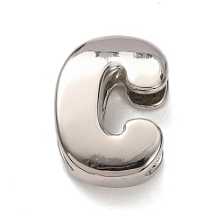 Letter C Латунные бусины, долговечный, стойки покрытие, без свинца и без кадмия, платина, буква С, 20.5x14x7 мм, отверстие : 18x4 мм
