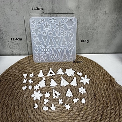 Белый Кулон силиконовые формы, Новогодняя тема, рождественская елка, белые, 116x113x4.5 мм