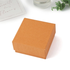Сэнди Коричневый Картонная коробка для украшений из бумаги, подарочная упаковка, Для кольца, серьга, Ожерелье, с губкой внутри, квадратный, песчаный коричневый, 8x8x4 см