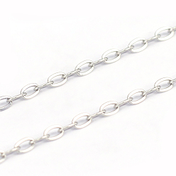 Нержавеющая Сталь Цвет Устойчивы к потускнению 304 цепи из нержавеющей стали, Плоско-овальные, пайки, цвет нержавеющей стали, 3x2x0.4 мм