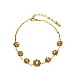 Цветок Браслеты из нержавеющей стали, реальный 18 k позолоченный, цветок, 8-1/4 дюйм (210 мм)