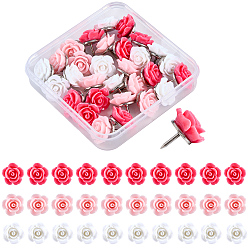 (52) Непрозрачная лаванда 30шт 3цвета цветок смола канцелярские кнопки, с платиновым тон железа контактный, разноцветные, 16 мм, 10 шт / цвет