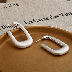 Серебро Прямоугольные латунные серьги-гвоздики для женщин, серебряные, 46x27.5x6 мм