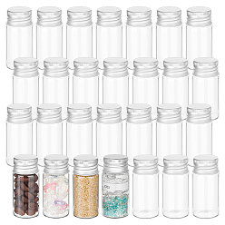 Прозрачный Стеклянная бусина контейнеры, колонка, с платиновой алюминиевой крышкой, прозрачные, 2.7x6.05 см, емкость: 14 мл (0.47 жидких унций)