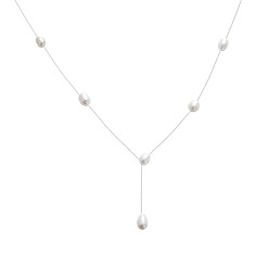Серебро 925 Женские ожерелья из стерлингового серебра с натуральным пресноводным жемчугом в виде цепочек-«картофелей», белые, серебряные, 14.17 дюйм (36 см)