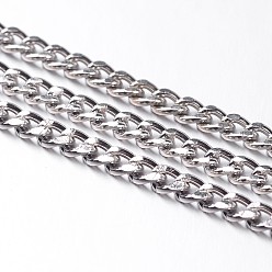 Платина Железные кубинские звенья цепи, толстые цепи, несварные, с катушкой, овальные, платина, 4.5x3x1 мм, около 164.04 футов (50 м) / рулон