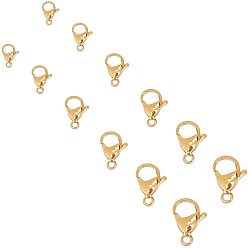 Echt 18 k vergoldet 304 Edelstahl Karabinerverschlüsse, manuelles Polieren, echt 18 k vergoldet, 6.8x5.2x1.1 cm, 6 Größen, 8pcs / Größe, 48 Stück / Karton