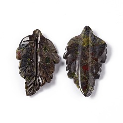 Кровь драконов Натуральные подвески для крови дракона, лист прелести, 41.5x25~26x5 мм, отверстие : 0.8 мм