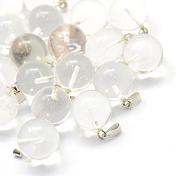 Стеклянный Камень Арбуза Круглые кулоны из арбузного каменного стекла, с латунной фурнитурой платинового цвета, 17~19x13~14 мм, отверстие : 2x7 мм