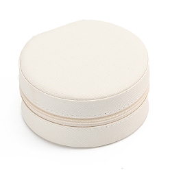 Белый Круглые коробки для ювелирных изделий из искусственной кожи на молнии, портативный дорожный органайзер для ювелирных изделий, для сережек, Кольца, хранение ожерелий, белые, 10x5 см