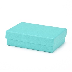 Medium Turquoise Cardboard Gift Box Jewelry  Boxes, for Necklace, Earrings, with Black Sponge Inside, Rectangle, Medium Turquoise, 9.2x7x2.7cm