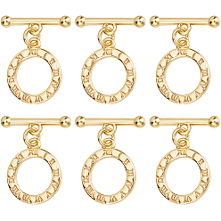 Настоящее золото 18K 15шт латунные застежки, без кадмия, без никеля и без свинца, кольцо, реальный 18 k позолоченный, Кольцо: 16x13.5x1.5 mm, отверстие : 1.8 мм, бар: 17.5x4.5x2.5 mm, отверстие : 1.8 мм
