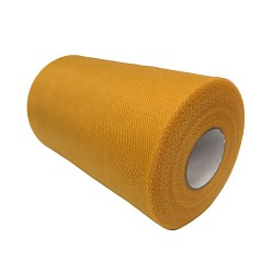 Dark Goldenrod Deco Mesh Ribbons, Tulle Fabric, Tulle Roll Spool Fabric For Skirt Making, Dark Goldenrod, 6 inch(15cm), about 100yards/roll(91.44m/roll)