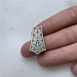 Античное Серебро Сплавочные овальные бусины тибетского стиля , кисточка вилка линкер, античное серебро, 25x14 мм, отверстия: 2 о mm 102 шт / 500 г