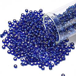 (2206C) Silver Lined Starry Night Blue Тохо 8/0 круглые бусины, японский бисер, (2206 c) серебристый звездный темно-синий, 3 мм, отверстие : 1 мм, Около 1110 шт / 50 г