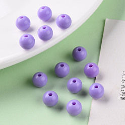 Lilac Opaque Acrylic Beads, Round, Lilac, 8x7mm, Hole: 2mm, about 1745pcs/500g