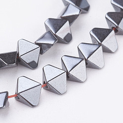 Non-magnetic Hematite Non-magnetic Synthetic Hematite Beads Strands, Rhombus, 6x4.5x3mm, Hole: 1mm, about 96pcs/strand, 15.9 inch(40.5cm)