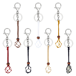 (52) Непрозрачная лаванда 6шт. нейлоновая нить макраме мешочек брелок, с застежкой-карабином из сплава и железными кольцами, разноцветные, 170 мм, 6 шт / комплект