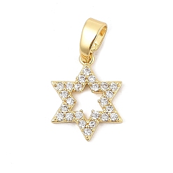 Настоящее золото 18K Латунные микро проложить кубического циркония подвески, звезды прелести, стойки покрытие, долговечный, без кадмия и без свинца, реальный 18 k позолоченный, 13x10x1.5 мм, отверстие : 5.5x3 мм