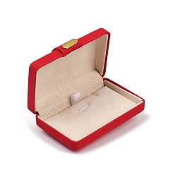 Красный Прямоугольные коробки для хранения ювелирных изделий из искусственной кожи, дорожные переносные кейсы, с железными застежками, красные, 5.8x8.6x3.5 см, 81x47 мм внутренним диаметром
