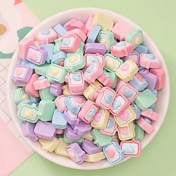 Rectangle Непрозрачные кабошоны из смолы, Мультяшные кабошоны цвета радуги, прямоугольные, 11.5~12x13x7 мм