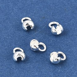 Серебро 925 шарики из стерлингового серебра, обжимная крышка бисера, серебряные, 6.5x5.5 мм, отверстия: 1.8 мм / 2.5 мм