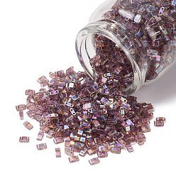 (HTL256) Transparent Smoky Amethyst AB Миюки половина бусины тила, японский бисер, 2 отверстие, (htl256) прозрачный дымчатый аметист ab, 5x2.3x1.9 мм, отверстие : 0.8 мм, Около 250 шт / 10 г