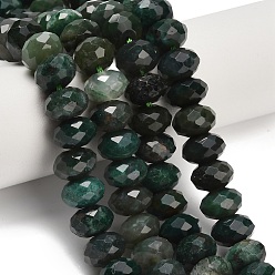 Мосс Агат Природные моховой агат бисер нитей, рондель, граненые, 9.5~10x6~7 мм, отверстие : 1~1.2 мм, около 58~60 шт / нитка, 15.28~15.47 дюйм (38.8~39.3 см)