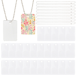 Rectangle 45Colgantes de aluminio con transferencia de calor de doble cara en blanco de piezas, etiqueta de mascota, blanco, 45 piezas de fabricación de collares de bolas de hierro, Rectángulo, 45x30x1 mm, agujero: 4 mm