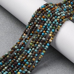 Натуральная Бирюза Бусины из натуральной бирюзы , граненые круглые, 2 мм, отверстие : 0.5 мм, около 183 шт / нитка, 14.96"~15.35" (38~39 см)