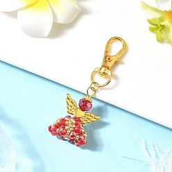 Красный Подвески из стекла и сплавов «ангел», с сплава шарнирного когтя омара застежками, красные, 64 мм