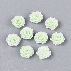 Бледно-Зеленый Непрозрачная смола декодирует кабошоны, цветок, бледно-зеленый, 9~10x4~5 мм