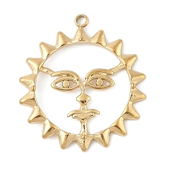 Настоящее золото 18K 304 подвески из нержавеющей стали, солнечные чары, вакуумное покрытие pvd, реальный 18 k позолоченный, 28x25.5x2 мм, отверстие : 1.8 мм