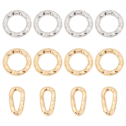 Mixed Color 30Pcs 3 Style 304 Stainless Steel Linking Rings, Mixed Shapes, Mixed Color, 10Pcs/style
