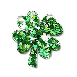 Морско-зеленый Непрозрачные акриловые подвески, клевер, цвета морской волны, 40x35.5x2.5 мм, отверстие : 1.6 мм