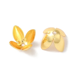 Настоящее золото 18K Покрытие стойки из латуни, 4-лепесток, долговечный, реальный 18 k позолоченный, 9x6.5 мм, отверстие : 1.4 мм