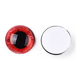 Rot Glas cabochons, halbrund mit Auge, rot, 20x6.5 mm