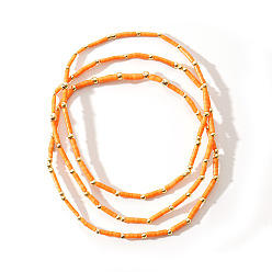 Оранжевый 3шт. набор из бисера-колонны в богемном стиле для женщин, с настоящими круглыми бусинами из латуни, покрытыми 14k золотом, оранжевые, внутренний диаметр: 6-1/2 дюйм (16.5 см)