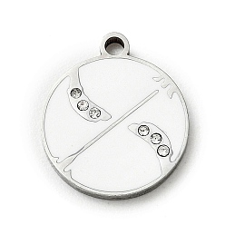 Sagittaire Douze constellations 304 pendentifs en acier inoxydable émaillé, avec strass, couleur inox, charmes du Sagittaire, 17x15x1.8mm, Trou: 1.8mm