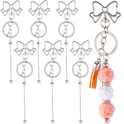 Bowknot 10шт. застежки для брелков из сплава, 10Брелок с железным стержнем и бисером, платина, бантом, 65 мм
