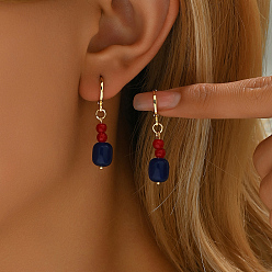 Черный Золотые стеклянные бусины в винтажном этническом стиле с кисточками из латуни в виде колец для женщин, чёрные, 37x8 мм