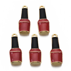 Dark Red Alloy Enamel Pendants, Light Gold, Cadmium Free & Nickel Free & Lead Free, Bottle, Dark Red, 26x9.5x3.5mm, Hole: 1.6mm