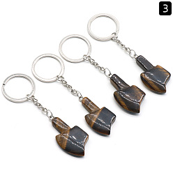 Tiger Eye Tiger Eye with Metal Mini Axe Keychain, 4.2x2.5cm