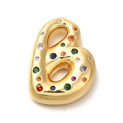 Letter B Латуни циркония кубической подвески, без кадмия, без никеля и без свинца, подвески с буквой az~z, реальный 18 k позолоченный, В письме, 30.5x23x6.5 мм, отверстие : 5x2.5 мм